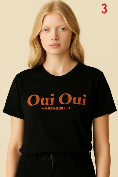 KADIN Baskılı 1. Kalite Tişört - 3