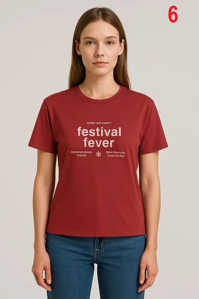 KADIN Baskılı 1. Kalite Tişört - 6