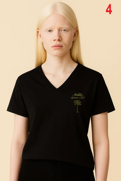 KADIN Baskılı 1. Kalite Tişört - 4