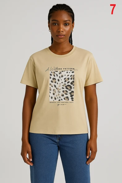 KADIN Baskılı 1. Kalite Tişört - 7