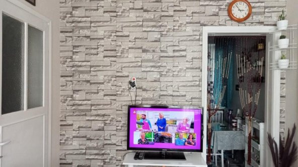 Renkli Duvarlar Yapışkanlı 3 Boyutlu Yığma Tuğla Gri Duvar Kağıdı 3D Panel Nw115 - 2