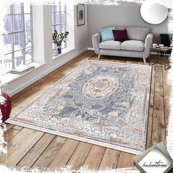 Padişah Halı Yolluk Halısı 100x200 Santo 31881 035 Mavi Bej Kahve - 2