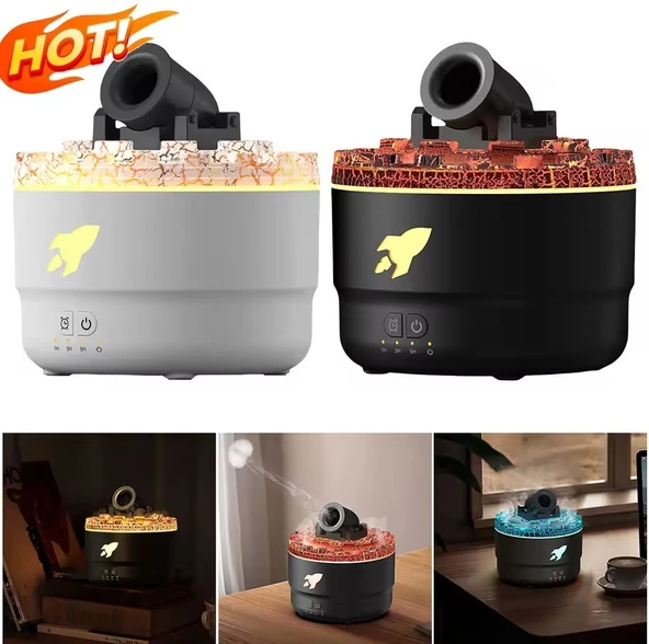 Volkanik Çatlak Top Patlama Efektli 7 Renk LED Işıklı Zamanlayıcılı Uçucu Yağ Difüzörü Nemlendirici HEDİYELİK ÜRÜN - 3
