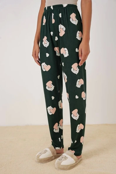 4323 Desenli Pijama Altı - Y.Zümrüt - 3