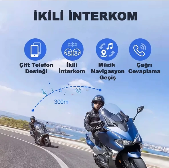 Motorsiklet Intercom Su Geçirmez Kask 2 Kişi Bağlantılı Intercom Rgb Intercom - 3