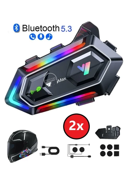 Motorsiklet Intercom Su Geçirmez Kask 2 Kişi Bağlantılı Intercom Rgb Intercom