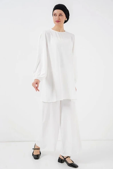 Ayrobin Tunik Pantolon Alt Üst Takım 6712 - Beyaz - 3