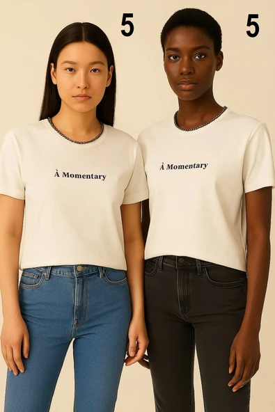 KADIN Zincir Aksesuar Detaylı 1. Kalite Tişört. - 9