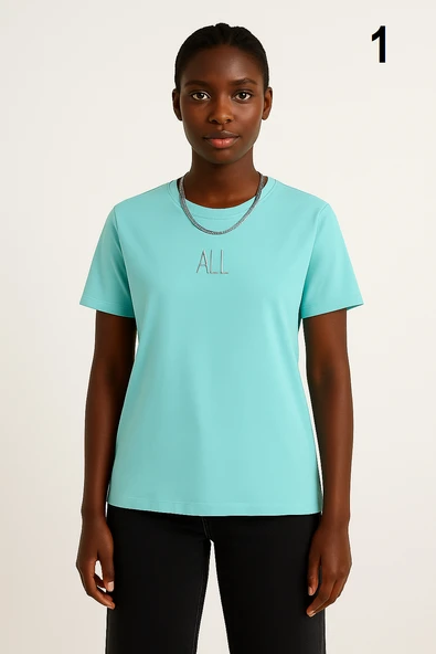 KADIN Zincir Aksesuar Detaylı 1. Kalite Tişört. - 6