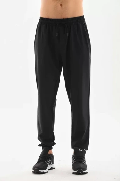 Unisex Lastik Paçalı Eşofman Altı - Siyah - 4