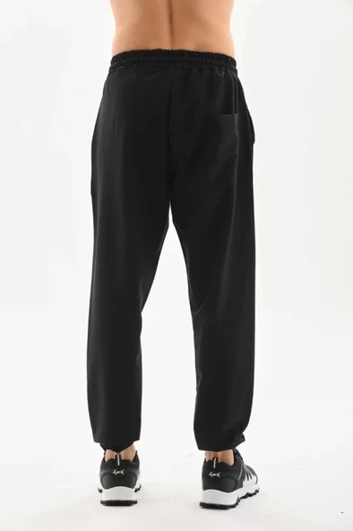 Unisex Lastik Paçalı Eşofman Altı - Siyah - 2