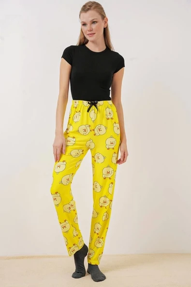 4323 Desenli Pijama Altı - Sarı - 4