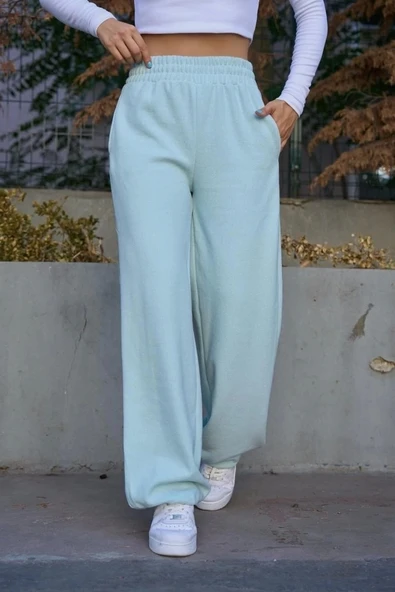 Düz Lastikli Eşofman - Mint Yeşili - 5