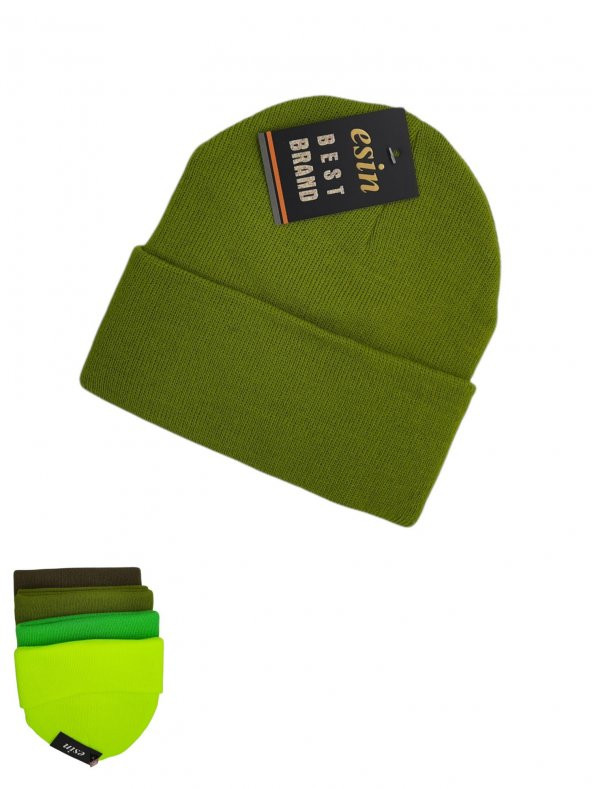 Düz Renk Triko Kadın Yeşil Tonlarında Tekli Bere AS-0015 - 2