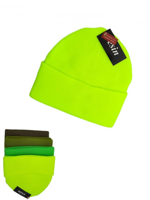 Düz Renk Triko Kadın Yeşil Tonlarında Tekli Bere AS-0015 - 4