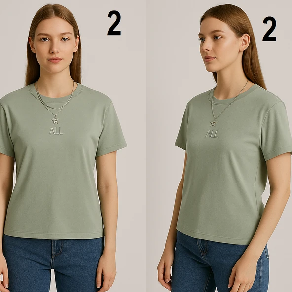 KADIN Zincir Aksesuar Detaylı 1. Kalite Tişört. - 3