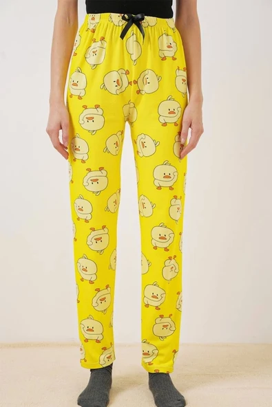 4323 Desenli Pijama Altı - Sarı - 3
