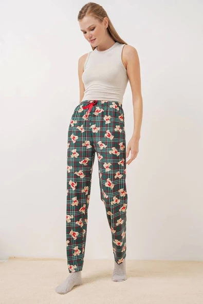 4323 Desenli Pijama Altı - Zümrüt Yeşili - 4