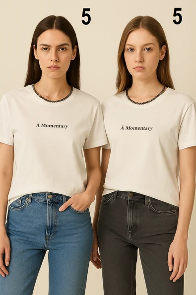 KADIN Zincir Aksesuar Detaylı 1. Kalite Tişört. - 5