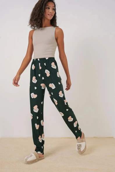 4323 Desenli Pijama Altı - Y.Zümrüt - 2