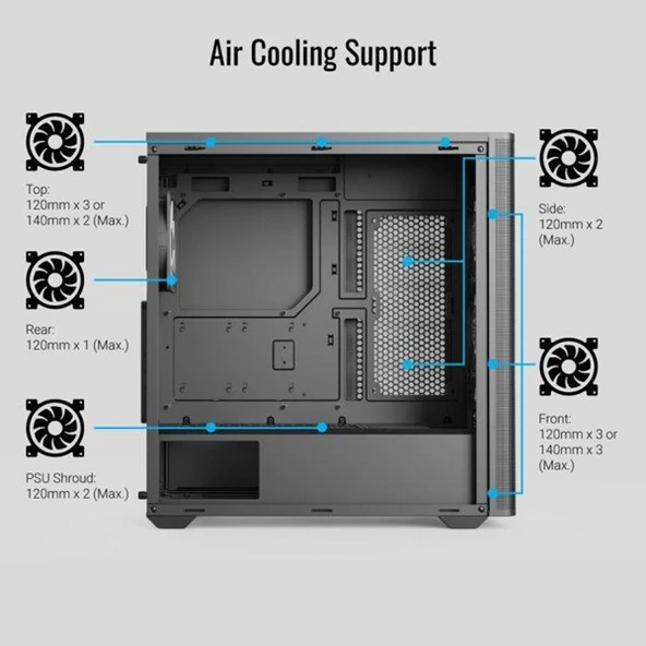 AEROCOOL D501A AE-D501A-BK GAMING MID-TOWER PC KASASI - 5