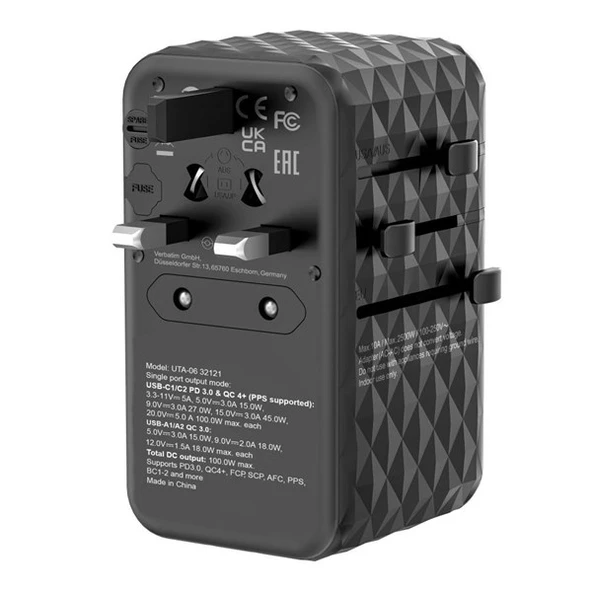 VERBATIM CHR ATA-06 GaN III Evrensel Seyahat Adaptörü 100W - 3
