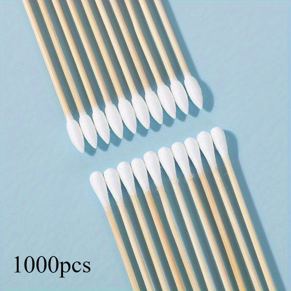 Çift Uçlu Pamuklu Kulak Çubuğu - 300 Adet - 15 cm - Bambudan Saplı - 3