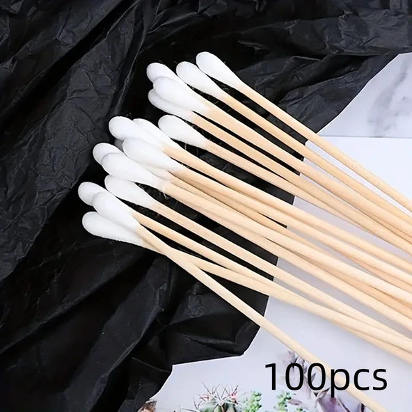 Ahşap Saplı Pamuklu Kulak Çubuğu - 300 Adet - 15 cm - 3
