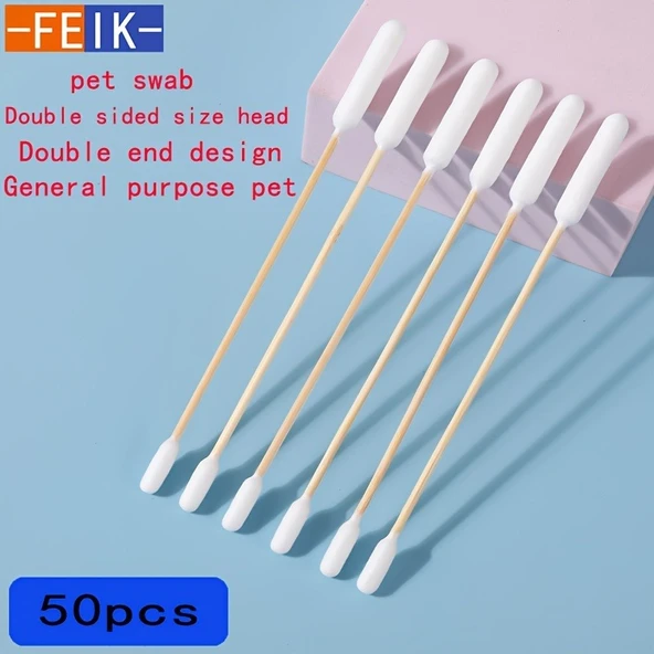 15cm Çift Uçlu Pamuklu Kulak Temizleme Çubuğu - Bambudan Sap - 50 Adet