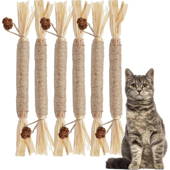Doğal Kedi Çiğneme Çubuğu Oyuncağı - 14cm Bohe Tarzı - 2