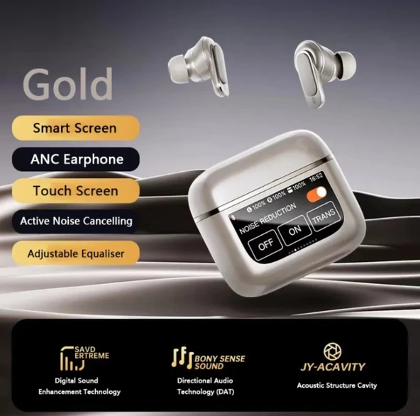 TWS V8 ANC+ENC Gerçek Kablosuz Bluetooth Gürültü Engelleyici Kulaklık - Altın