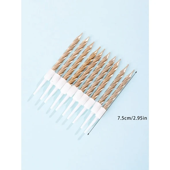 Sarmal Doğum Günü Mumları - 10 Adet Gümüş - Resim 5