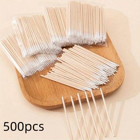 7cm Hassas Uçlu Pamuklu Çubuk - 500 Adet Beyaz Tek Uç