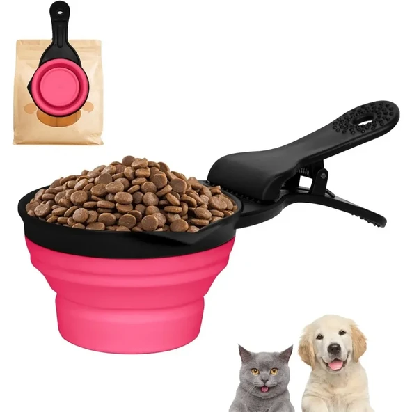 Katlanabilir Evcil Hayvan Mama Kaşığı Torba Klipsi Ölçü Kabı - Yeşil - 0.5 Cup (118ml) - 8