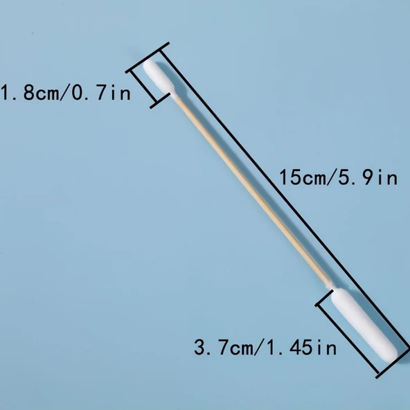 15cm Çift Uçlu Pamuklu Kulak Temizleme Çubuğu - Bambudan Sap - 100 Adet - 3