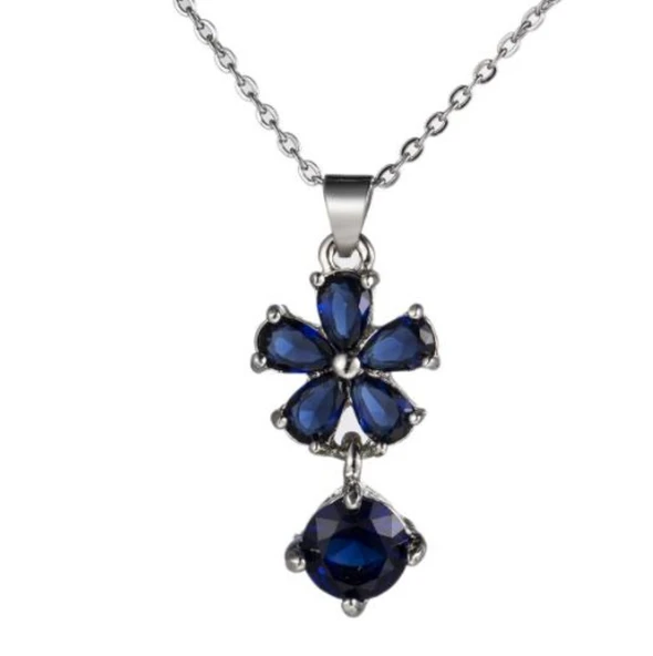 Mavi Topaz Takı Seti - Gümüş Kolye ve Sarkan Küpe - 3