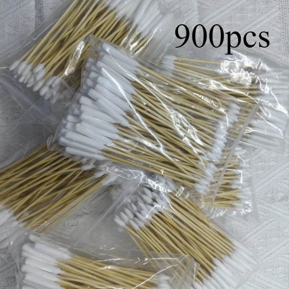 Pet Pamuklu Kulak Çubuğu - 900 Adet - 15 cm - Ahşap Saplı