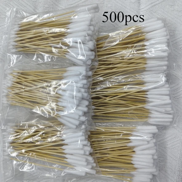 Pet Pamuklu Kulak Çubuğu - 500 Adet - 15 cm - Ahşap Saplı - 2