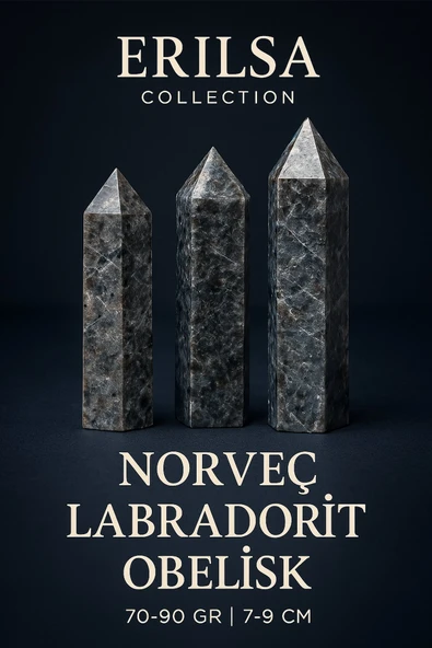 Sertifikalı Norveç Labradorit Larvikit Obelisk Kazık – Zihni Güçlendiren Doğal Enerji Sütunu