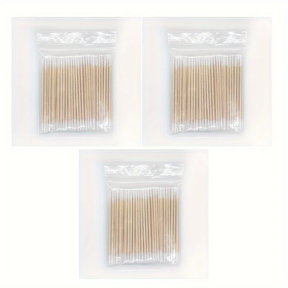 Tek Kullanımlık Ultra Küçük Çift Uçlu Ahşap Pamuklu Kulak Çubuğu - 300 Adet - 7cm - 4