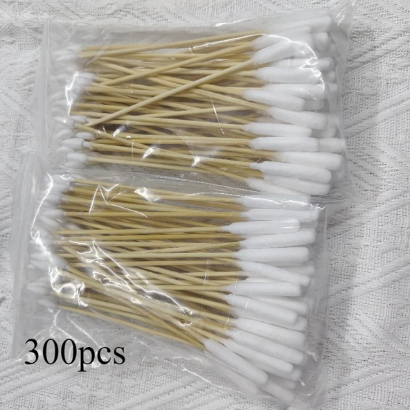 Pet Pamuklu Kulak Çubuğu - 300 Adet - 15 cm - Ahşap Saplı