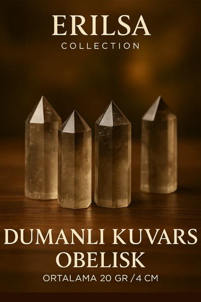 Dumanlı Kuvars Kazık Obelisk Şifa Kristali – Negatif Enerji Temizleyici Doğal Taş Sütun