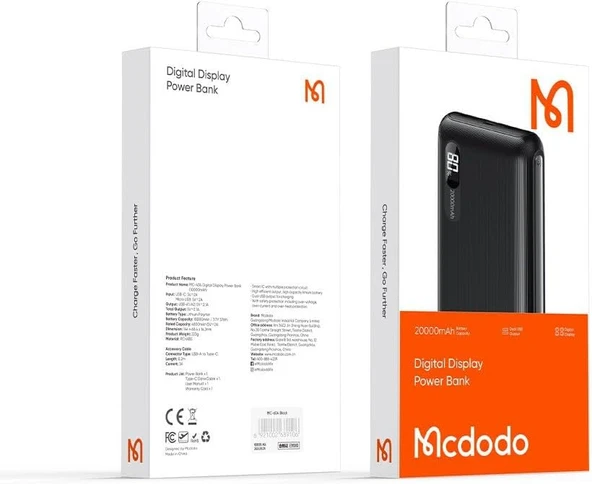 Mcdodo Mc-4351 2Xusb Çıkışlı Dijital Ekranlı 20.000 Mah Powerbank- 10.5 W - Resim 2