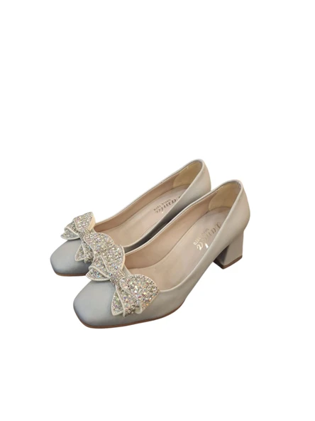 Solmaz Damla KapalıTaşlı Fiyonklu Topuklu Ayakkabı - 3