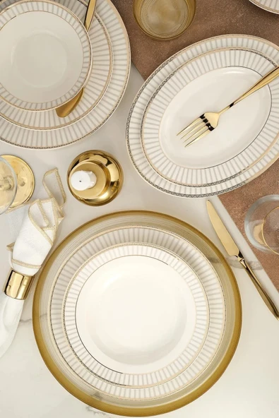 Kütahya Porselen Bone Kalipso Yemek Takımı 27 Parça 6 Kişilik