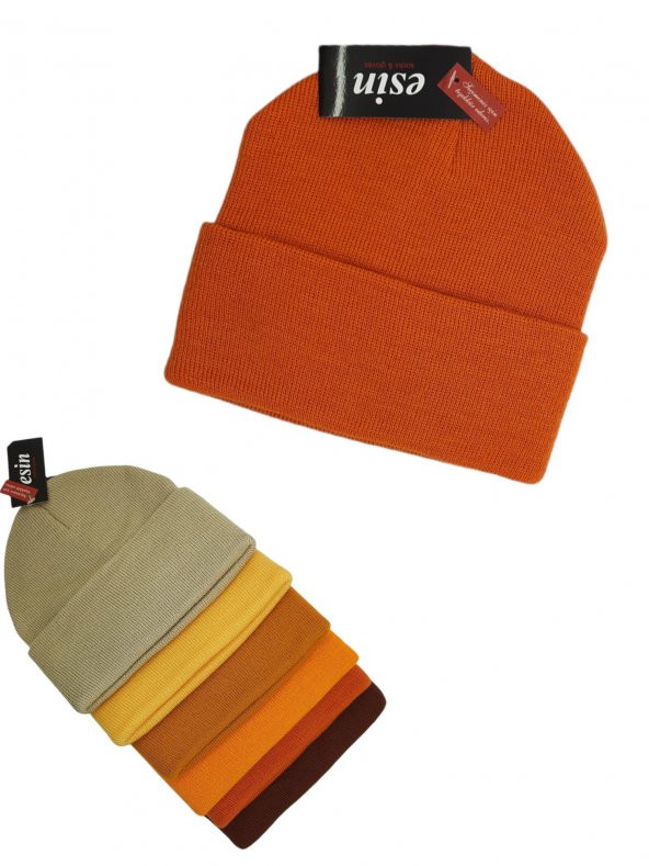 Düz Renk Triko Kadın Sarı Tonlarında Tekli Bere AS-0019 - 2