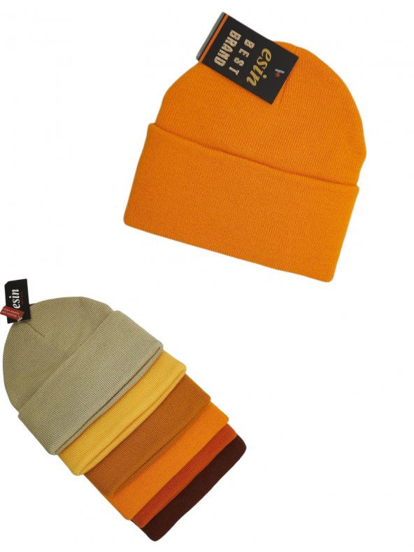 Düz Renk Triko Kadın Sarı Tonlarında Tekli Bere AS-0019 - 3