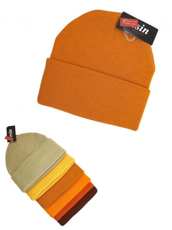 Düz Renk Triko Kadın Sarı Tonlarında Tekli Bere AS-0019 - 4