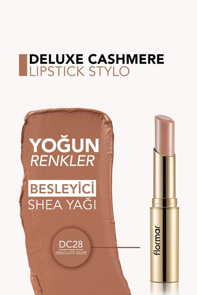 Flormar Kaşmir Dokulu Yarı Mat Stik Ruj (Açık Nude) - Deluxe Cashmere Lipstick Stylo - DC28 - 8690604185306 - 4