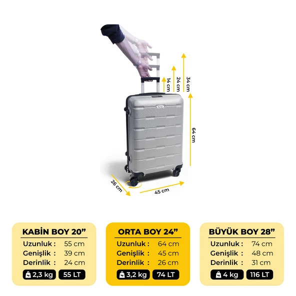 Biggdesign Moods Up TSA Kilitli 24" ABS Gövdeli Valiz  | Orta Boy-Gümüş - 4